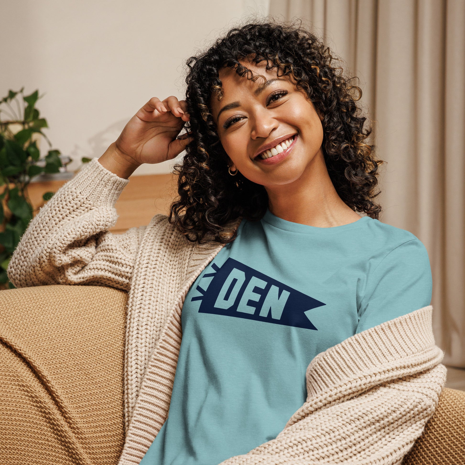 Airport Code Women's Tee - Navy Blue Graphic • DEN Denver • YHM Designs - Image 07