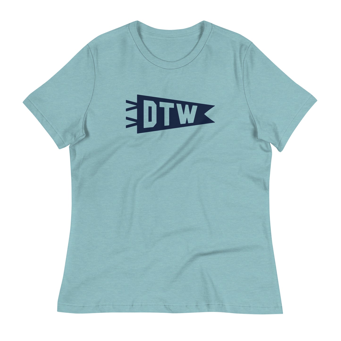 Airport Code Women's Tee - Navy Blue Graphic • DTW Detroit • YHM Designs - Image 02