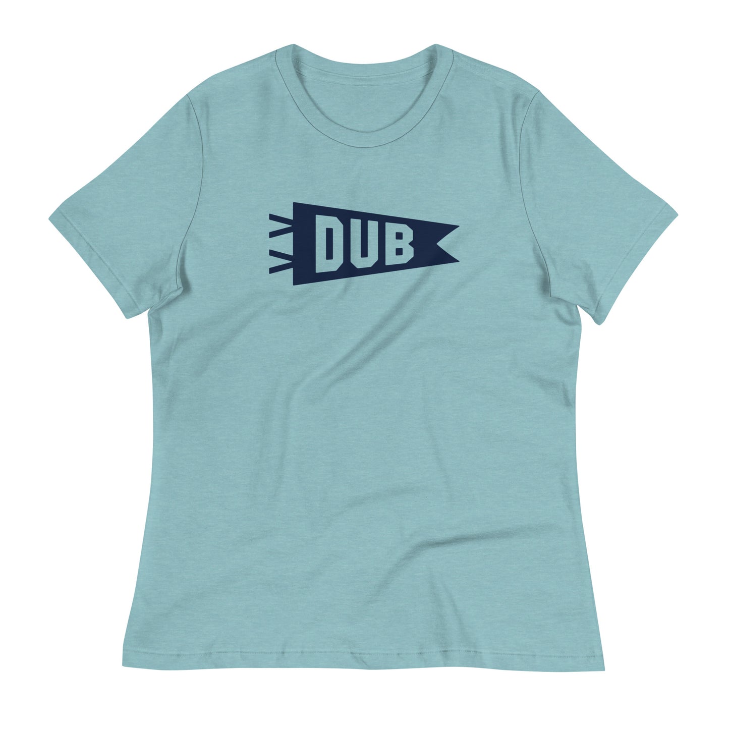 Airport Code Women's Tee - Navy Blue Graphic • DUB Dublin • YHM Designs - Image 02
