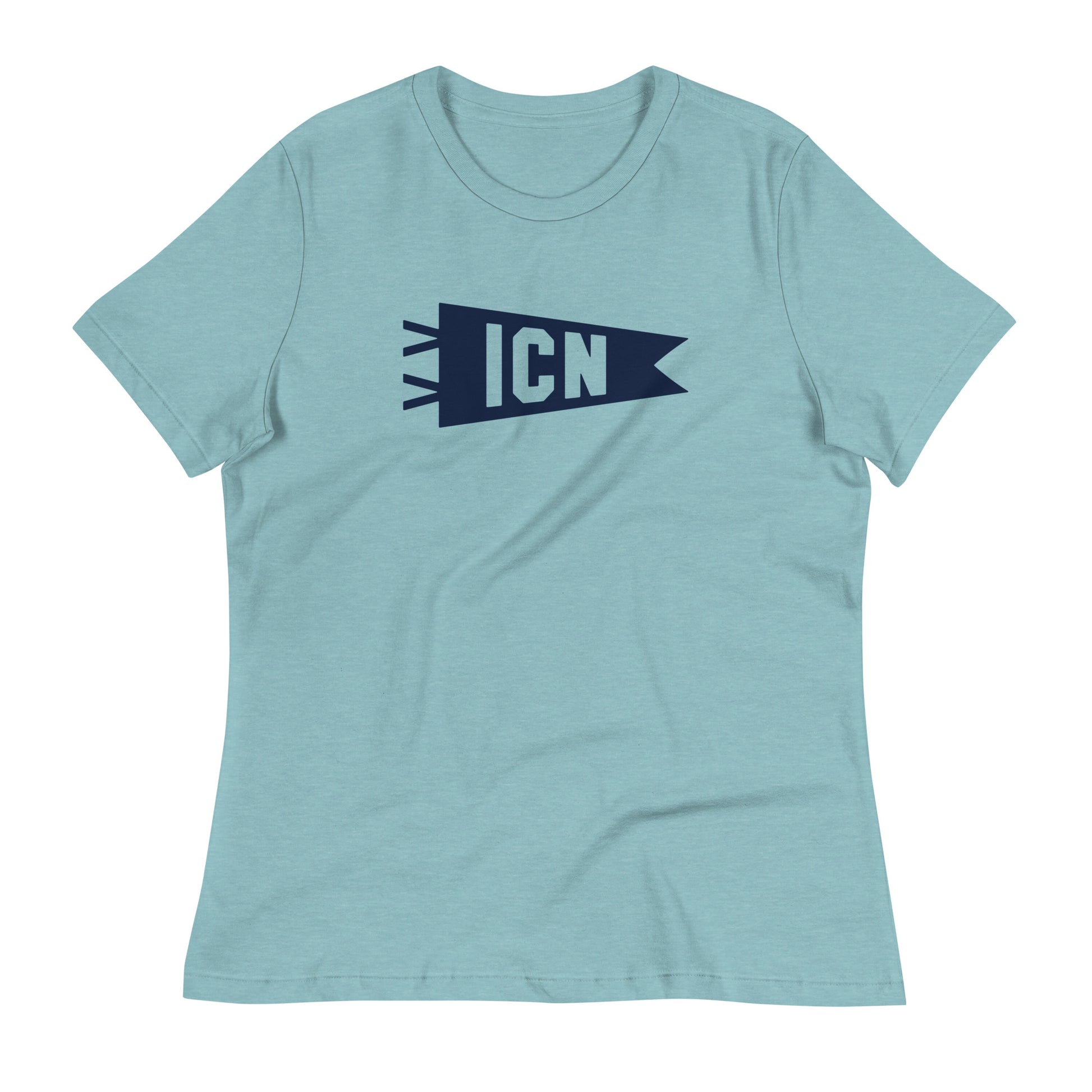 Airport Code Women's Tee - Navy Blue Graphic • ICN Seoul • YHM Designs - Image 02