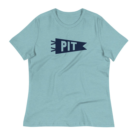 Airport Code Women's Tee - Navy Blue Graphic • PIT Pittsburgh • YHM Designs - Image 02