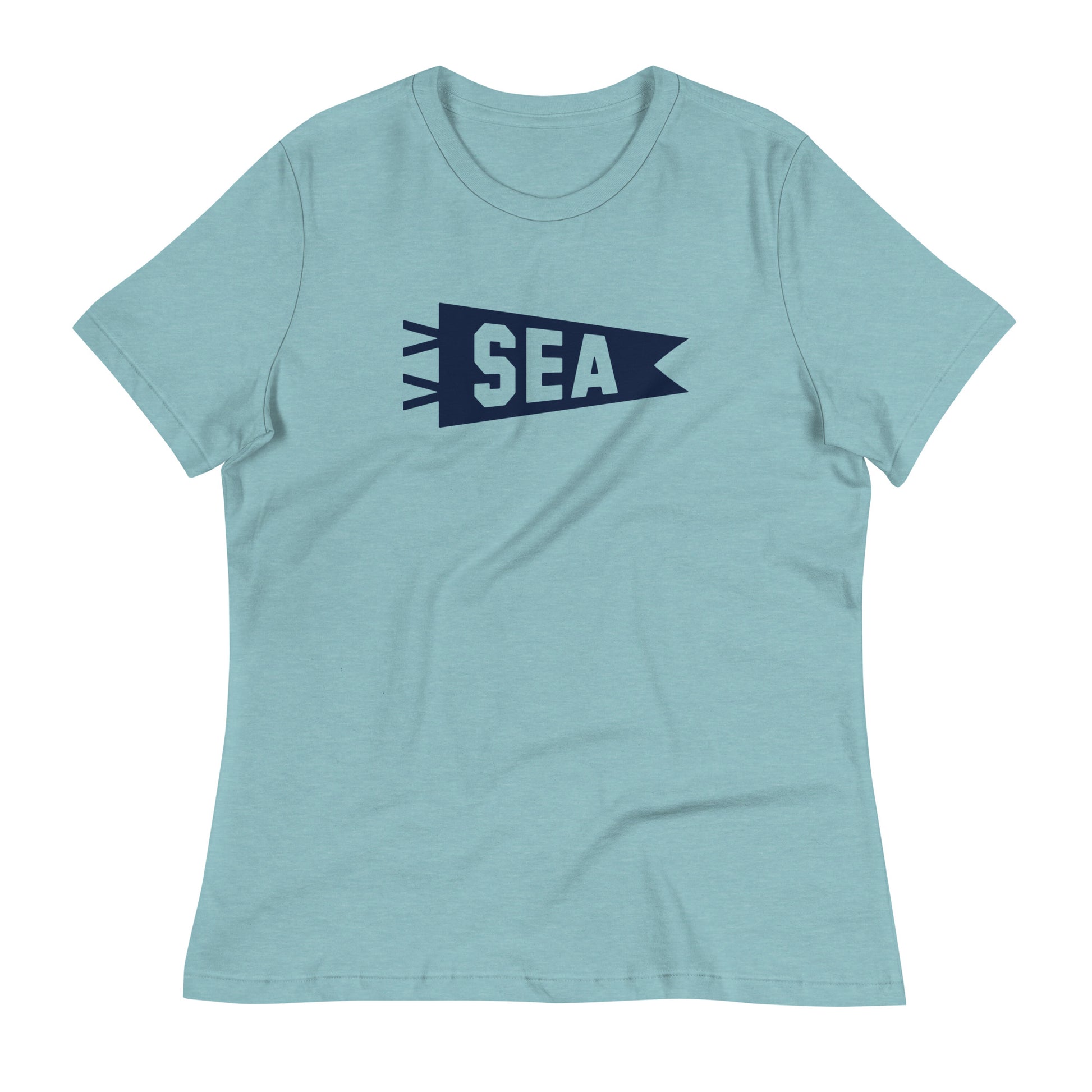 Airport Code Women's Tee - Navy Blue Graphic • SEA Seattle • YHM Designs - Image 02