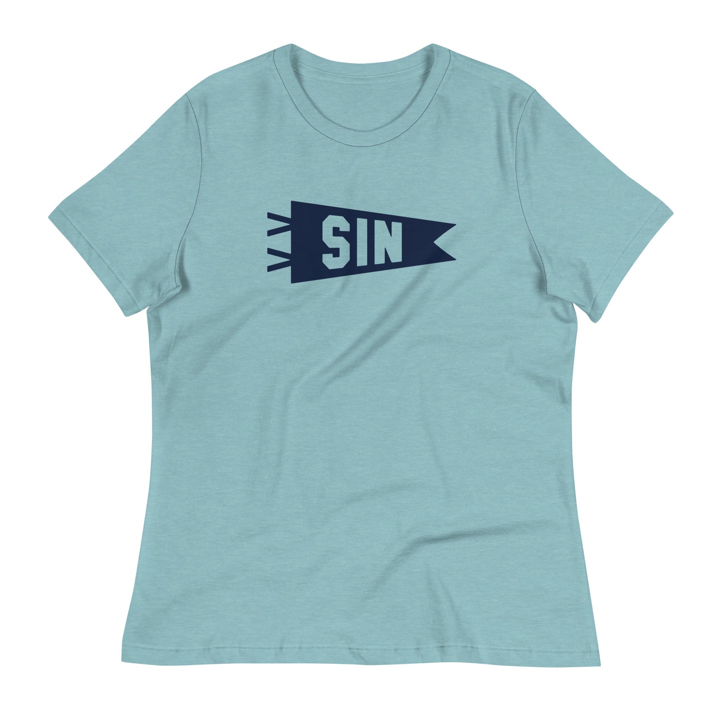 Airport Code Women's Tee - Navy Blue Graphic • SIN Singapore • YHM Designs - Image 02