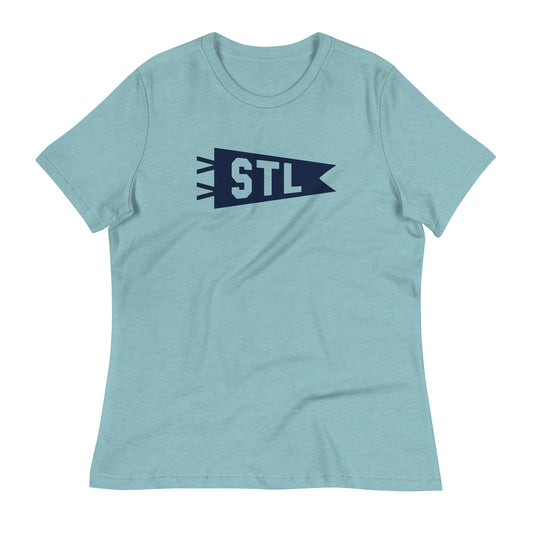 Airport Code Women's Tee - Navy Blue Graphic • STL St. Louis • YHM Designs - Image 02