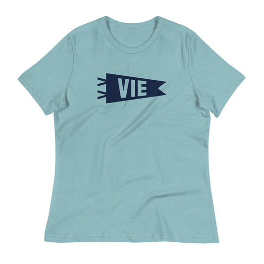 Airport Code Women's Tee - Navy Blue Graphic • VIE Vienna • YHM Designs - Image 02