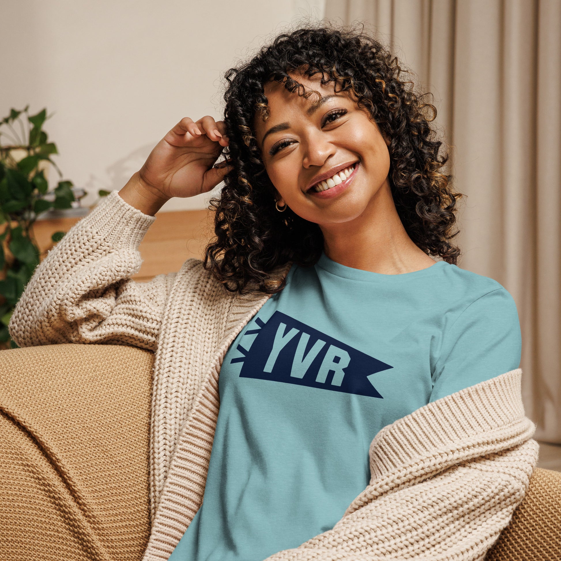 Airport Code Women's Tee - Navy Blue Graphic • YVR Vancouver • YHM Designs - Image 07