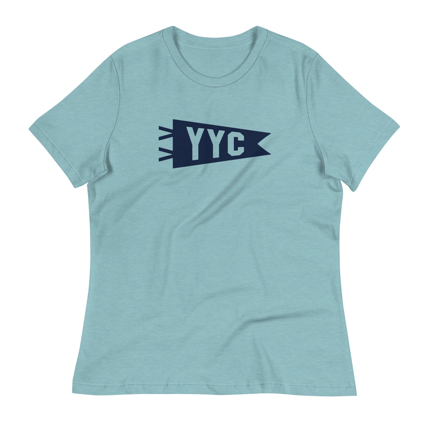 Airport Code Women's Tee - Navy Blue Graphic • YYC Calgary • YHM Designs - Image 02