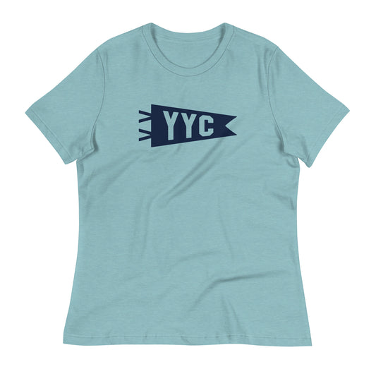 Airport Code Women's Tee - Navy Blue Graphic • YYC Calgary • YHM Designs - Image 02