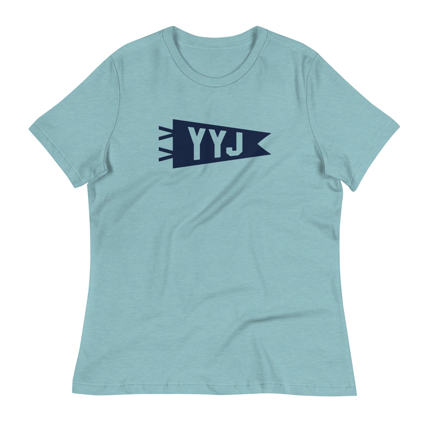 Airport Code Women's Tee - Navy Blue Graphic • YYJ Victoria • YHM Designs - Image 02