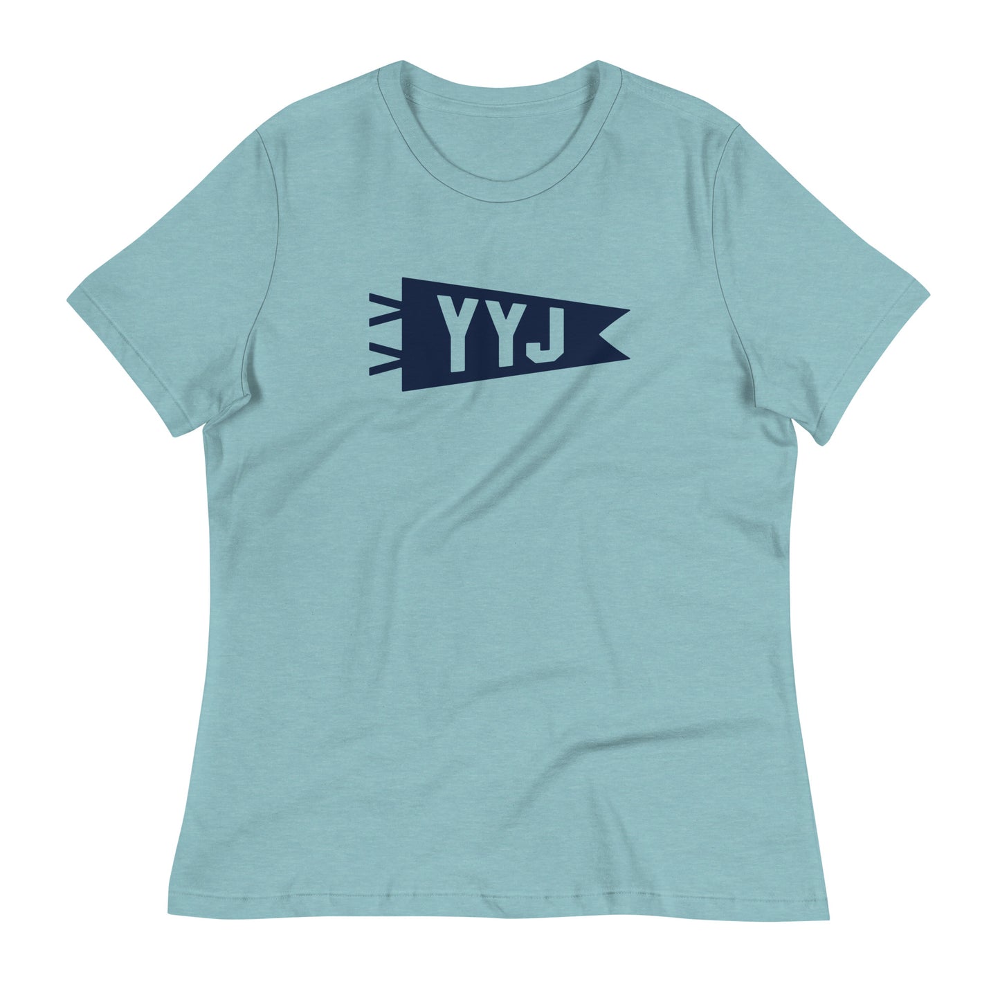 Airport Code Women's Tee - Navy Blue Graphic • YYJ Victoria • YHM Designs - Image 02