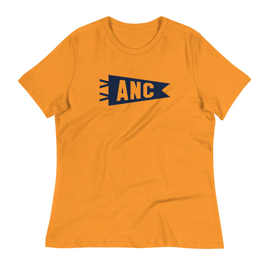 Airport Code Women's Tee - Navy Blue Graphic • ANC Anchorage • YHM Designs - Image 01