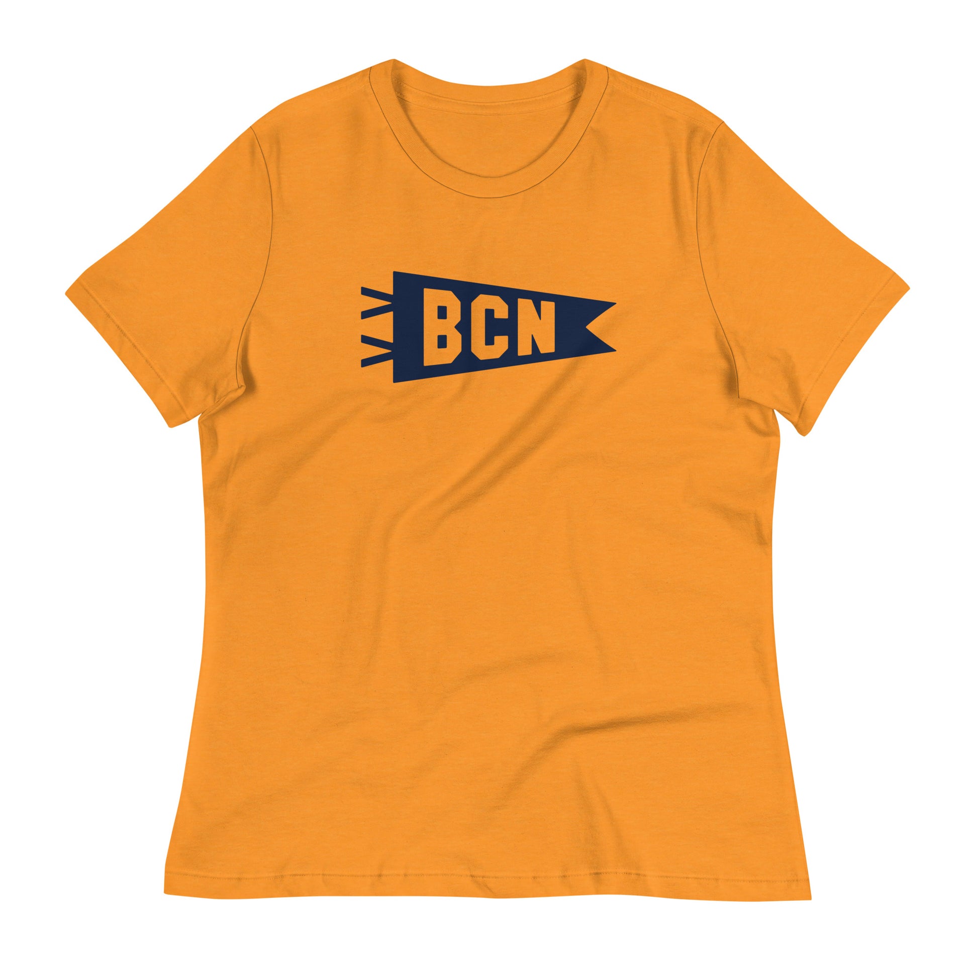 Airport Code Women's Tee - Navy Blue Graphic • BCN Barcelona • YHM Designs - Image 01