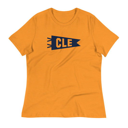 Airport Code Women's Tee - Navy Blue Graphic • CLE Cleveland • YHM Designs - Image 01