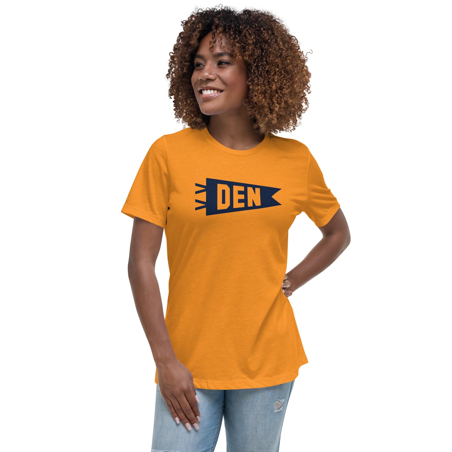 Airport Code Women's Tee - Navy Blue Graphic • DEN Denver • YHM Designs - Image 03