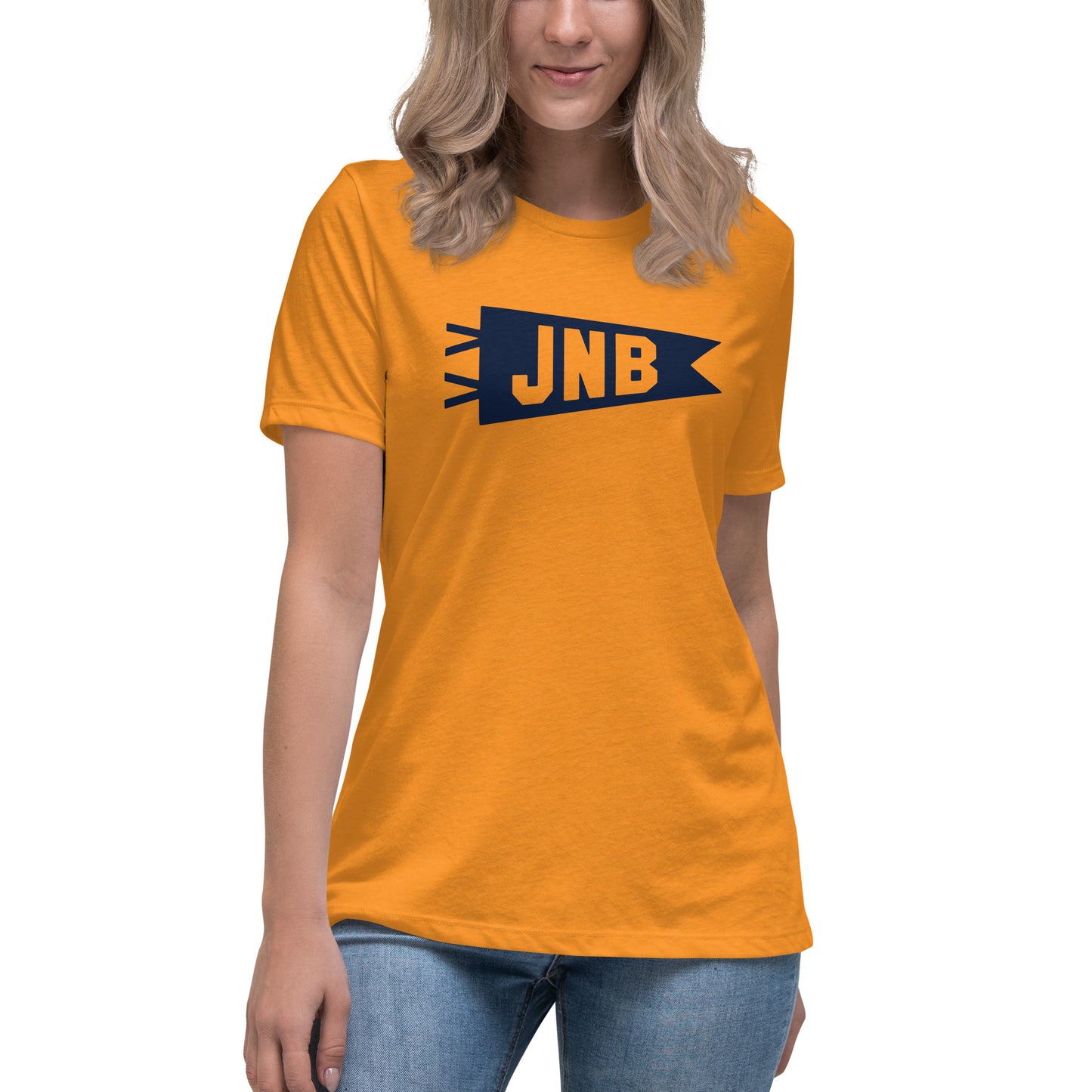 Airport Code Women's Tee - Navy Blue Graphic • JNB Johannesburg • YHM Designs - Image 04