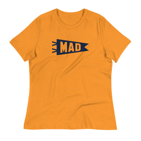Airport Code Women's Tee - Navy Blue Graphic • MAD Madrid • YHM Designs - Image 01