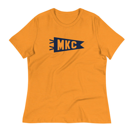 Airport Code Women's Tee - Navy Blue Graphic • MKC Kansas City • YHM Designs - Image 01