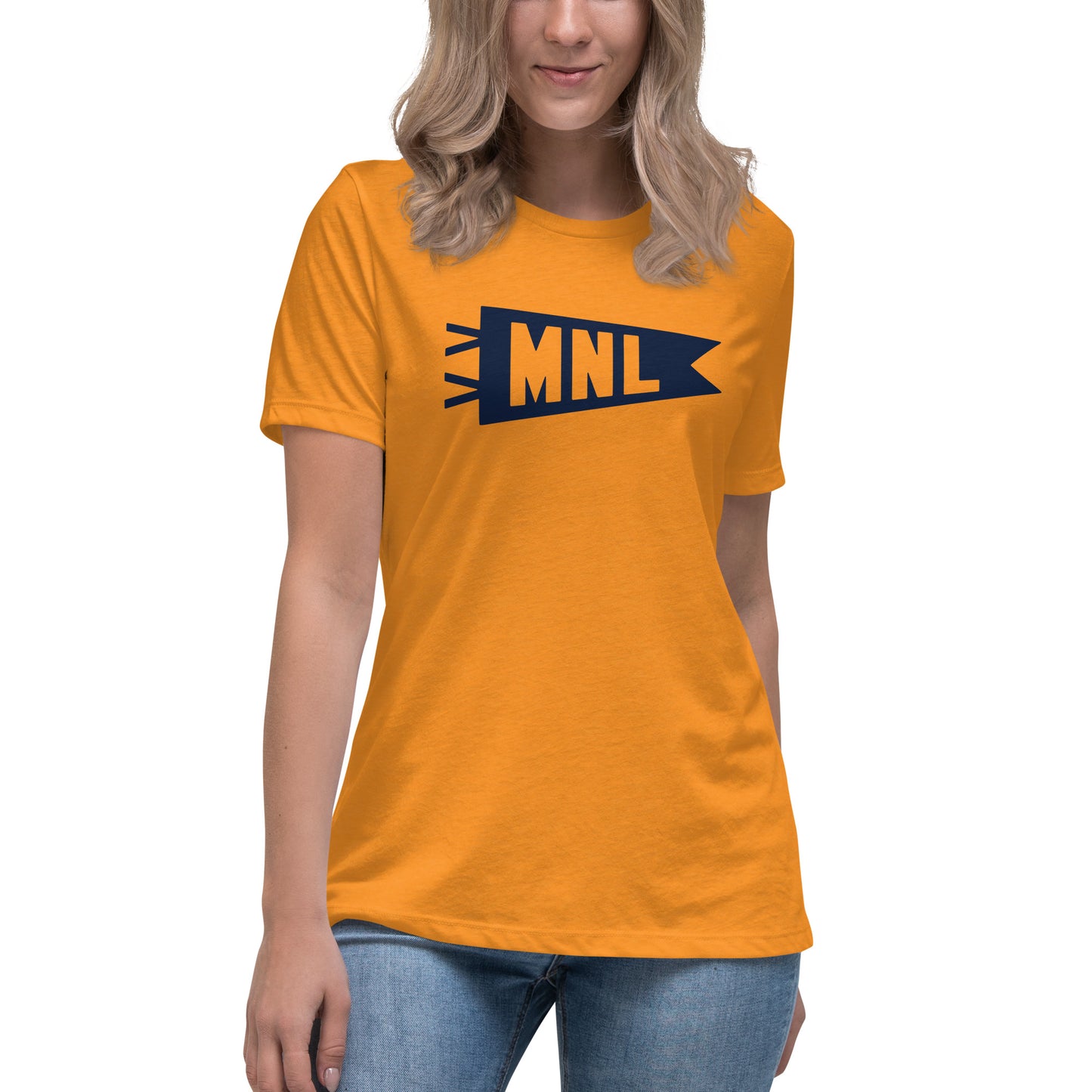 Airport Code Women's Tee - Navy Blue Graphic • MNL Manila • YHM Designs - Image 04