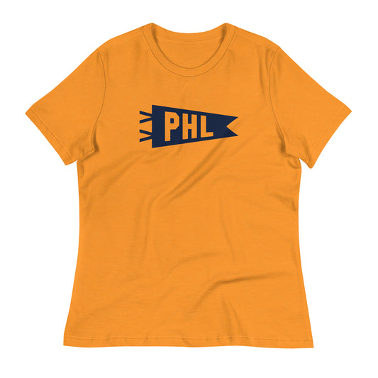 Airport Code Women's Tee - Navy Blue Graphic • PHL Philadelphia • YHM Designs - Image 01