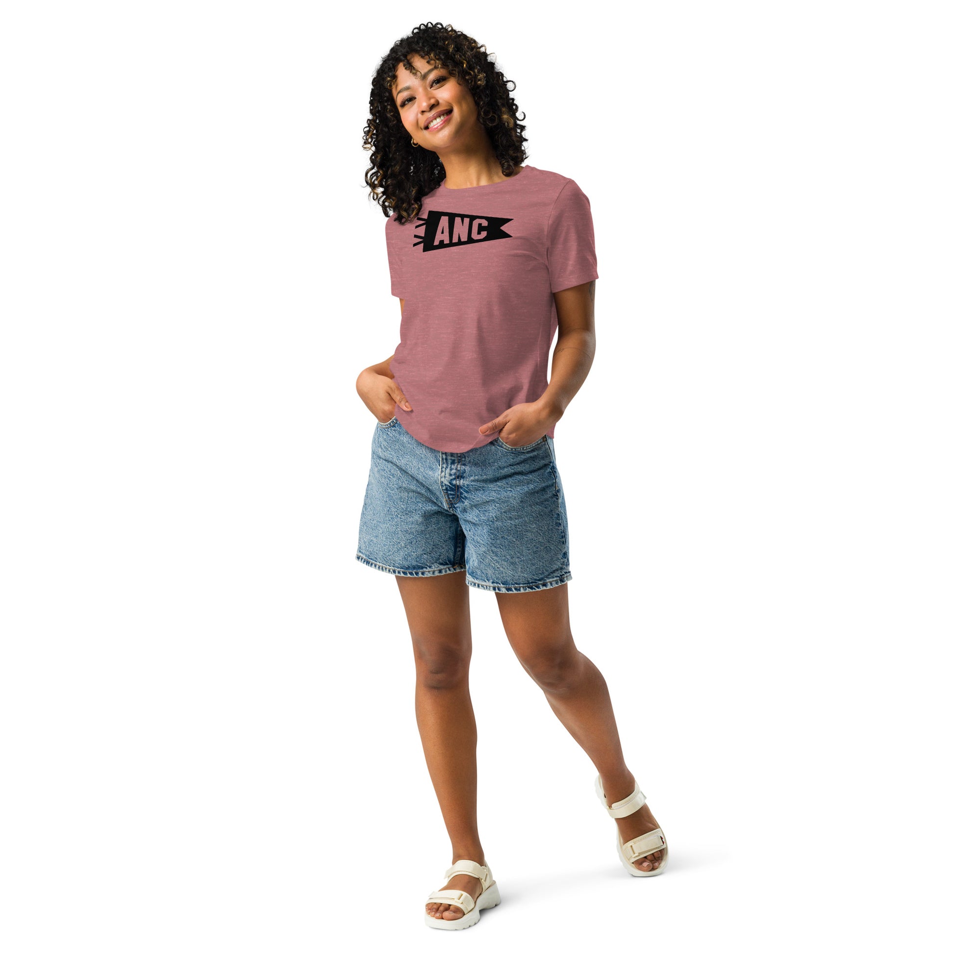 Airport Code Women's Tee - Black Graphic • ANC Anchorage • YHM Designs - Image 05