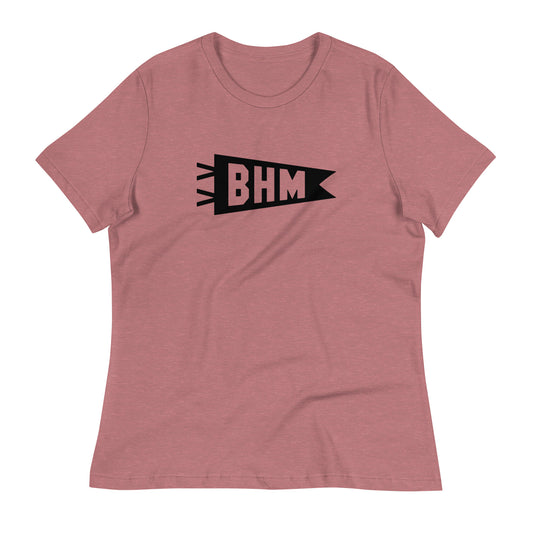 Airport Code Women's Tee - Black Graphic • BHM Birmingham • YHM Designs - Image 01