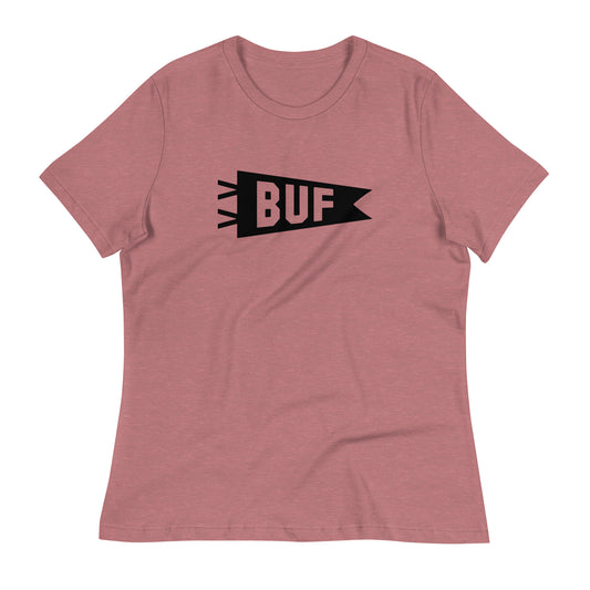 Airport Code Women's Tee - Black Graphic • BUF Buffalo • YHM Designs - Image 01