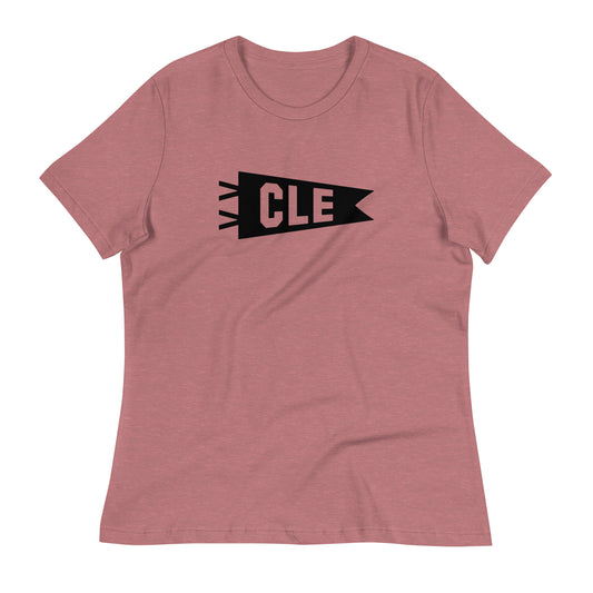 Airport Code Women's Tee - Black Graphic • CLE Cleveland • YHM Designs - Image 01