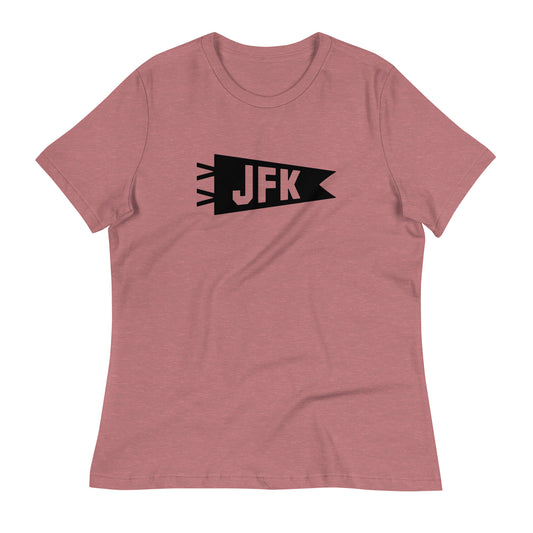 Airport Code Women's Tee - Black Graphic • JFK New York City • YHM Designs - Image 01