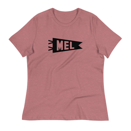 Airport Code Women's Tee - Black Graphic • MEL Melbourne • YHM Designs - Image 01