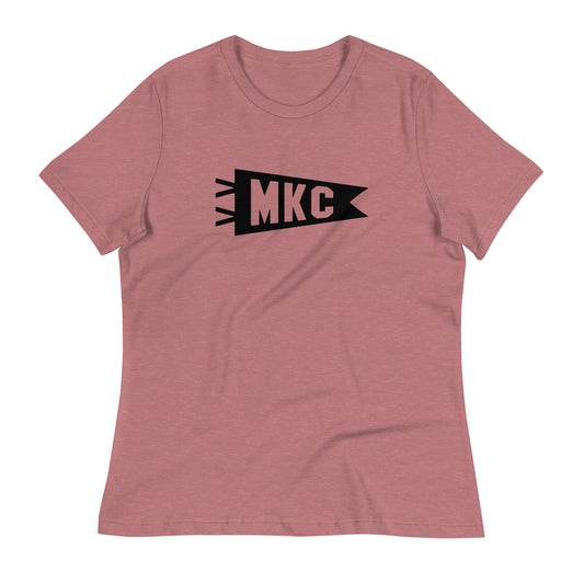 Airport Code Women's Tee - Black Graphic • MKC Kansas City • YHM Designs - Image 01