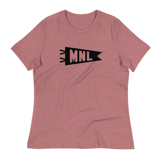 Airport Code Women's Tee - Black Graphic • MNL Manila • YHM Designs - Image 01