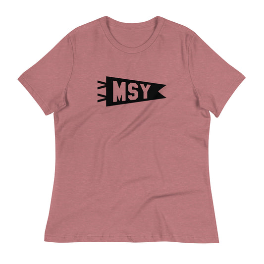 Airport Code Women's Tee - Black Graphic • MSY New Orleans • YHM Designs - Image 01