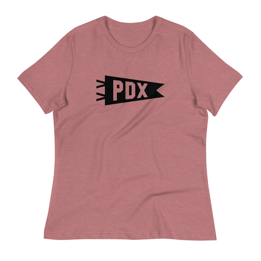 Airport Code Women's Tee - Black Graphic • PDX Portland • YHM Designs - Image 01
