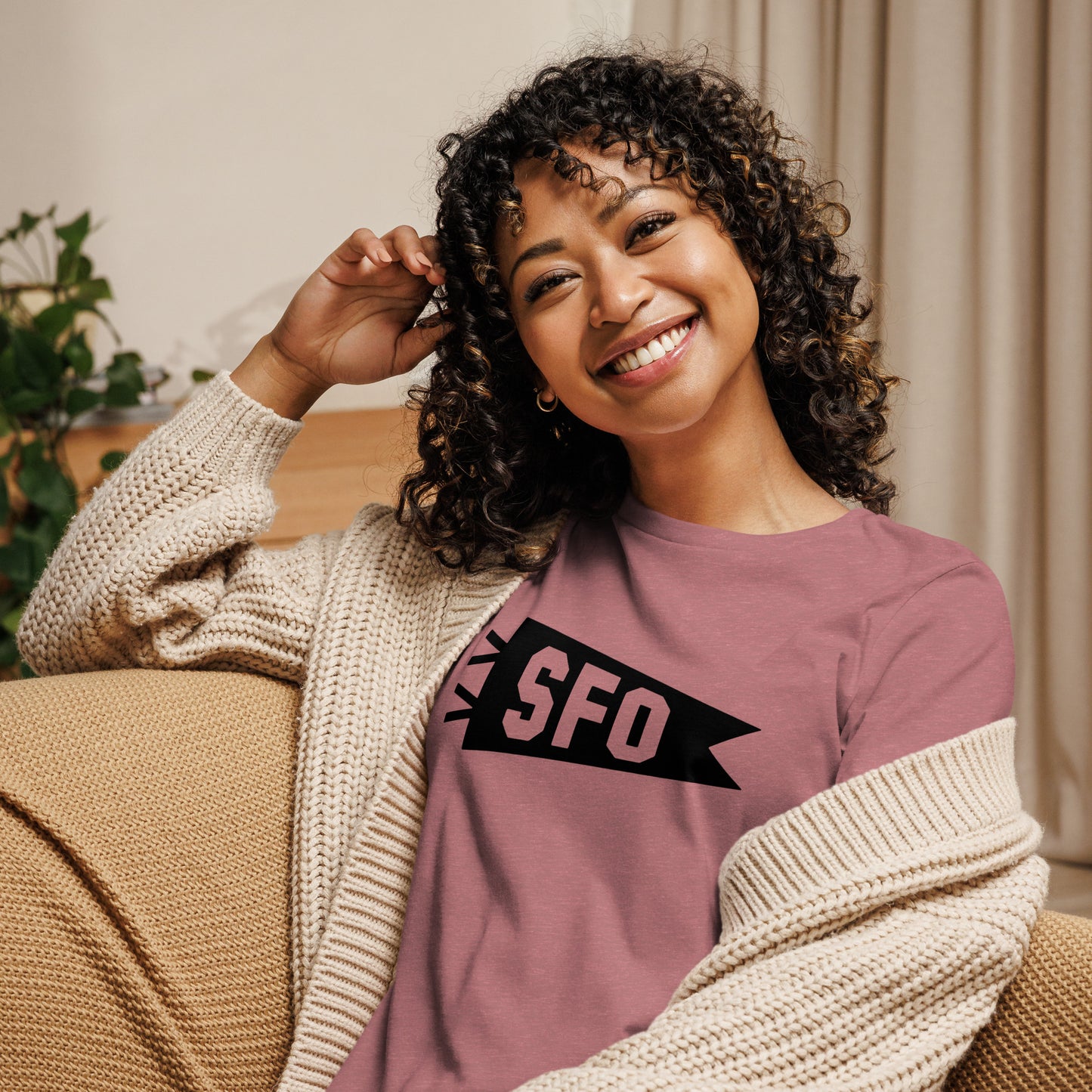 Airport Code Women's Tee - Black Graphic • SFO San Francisco • YHM Designs - Image 04