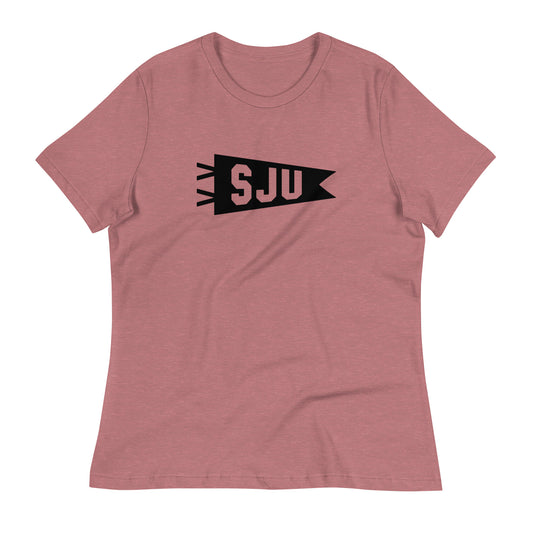 Airport Code Women's Tee - Black Graphic • SJU San Juan • YHM Designs - Image 01