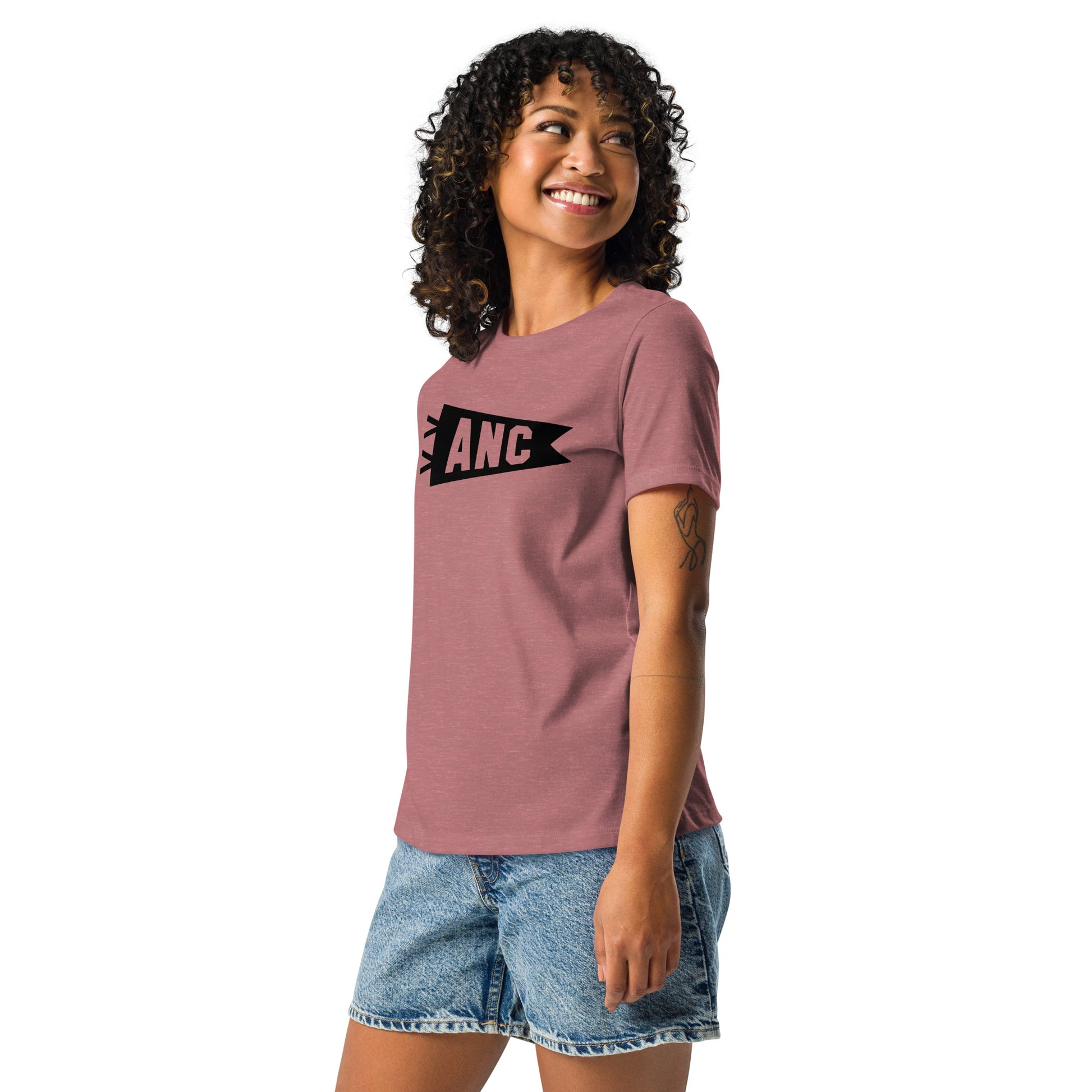 Airport Code Women's Tee - Black Graphic • ANC Anchorage • YHM Designs - Image 03