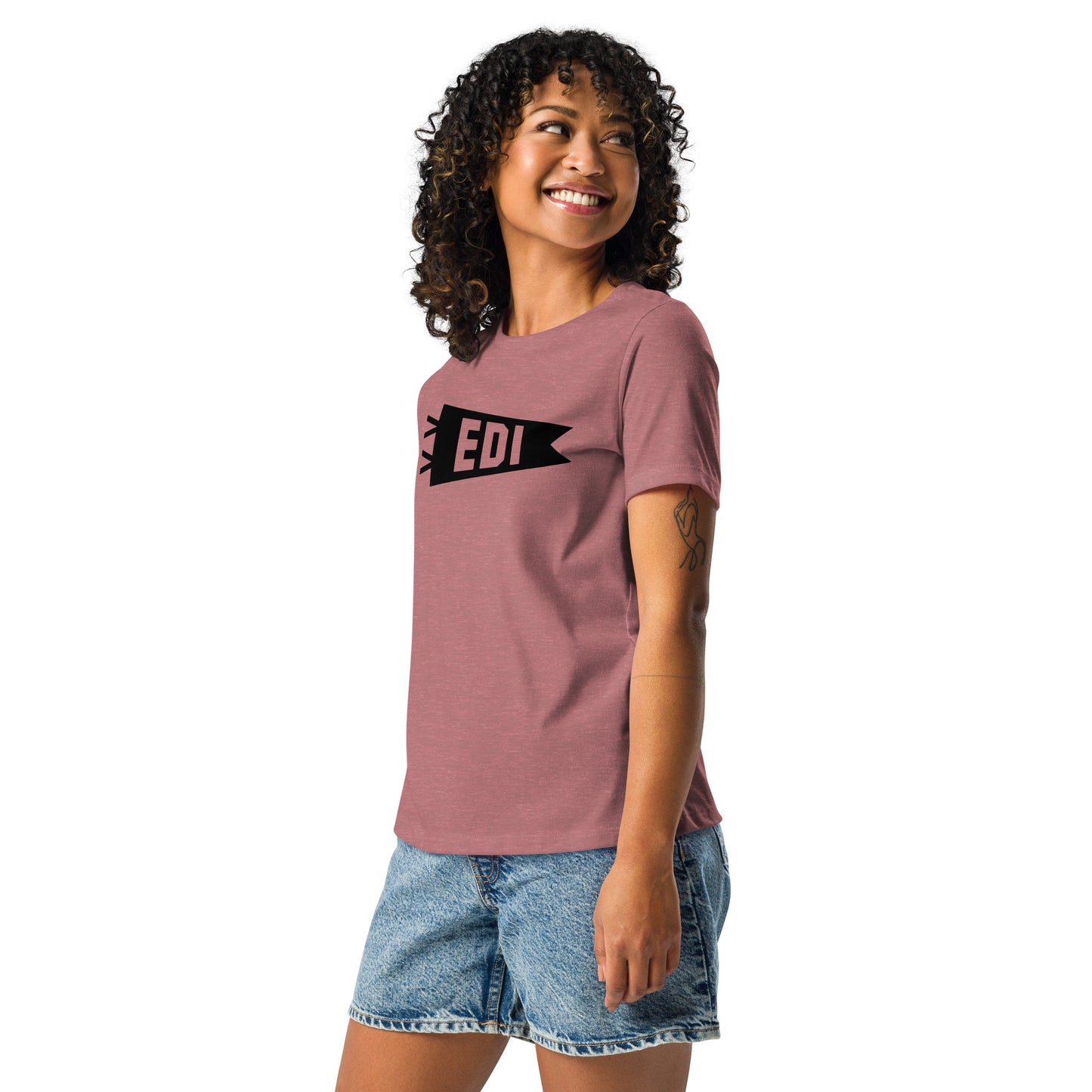 EDI Edinburgh Women's T-Shirt • Banner Design in Black • YHM Designs - Image 03