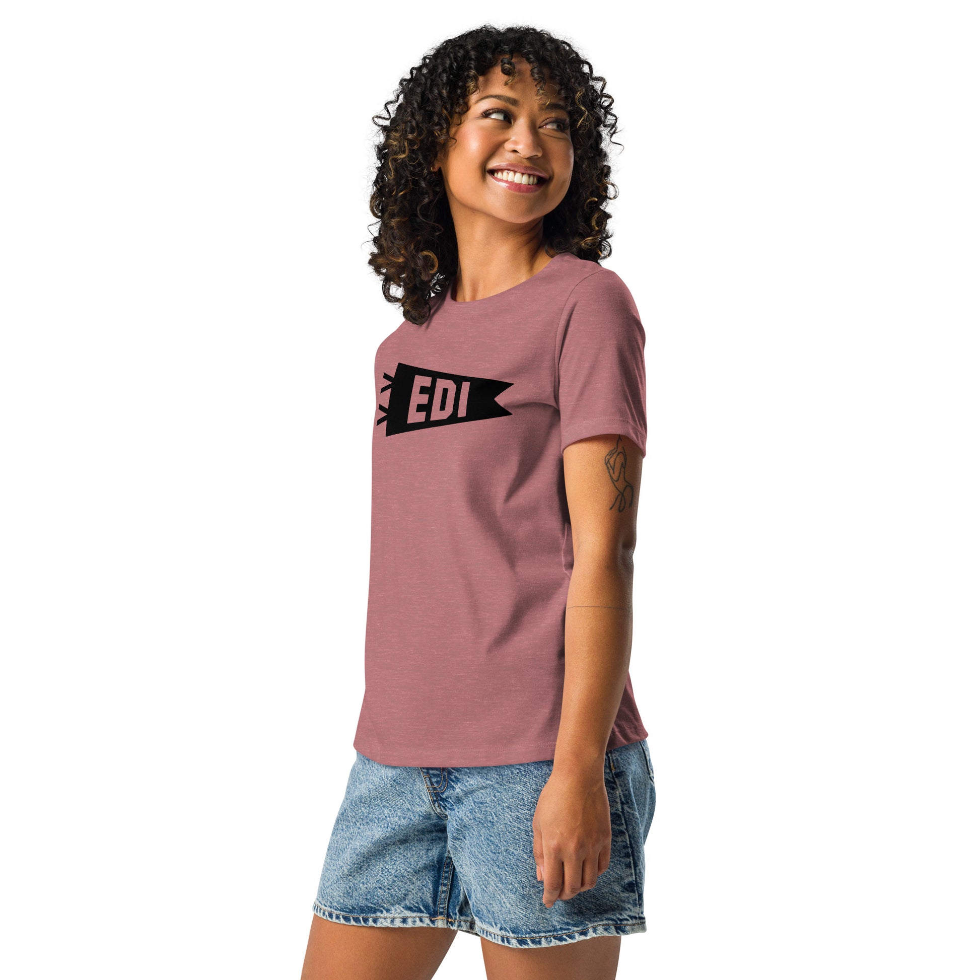 EDI Edinburgh Women's T-Shirt • Banner Design in Black • YHM Designs - Image 03