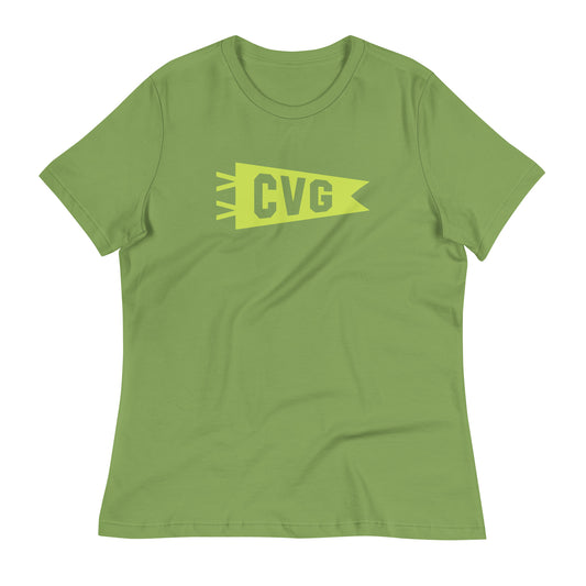 Airport Code Women's Tee - Green Graphic • CVG Cincinnati • YHM Designs - Image 02