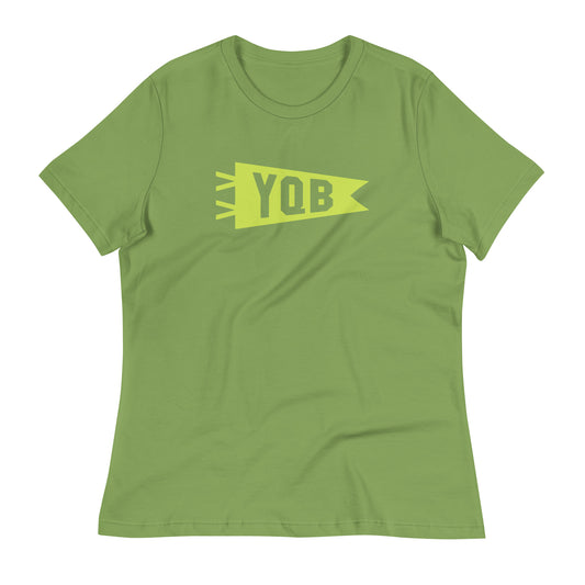 Airport Code Women's Tee - Green Graphic • YQB Quebec City • YHM Designs - Image 02
