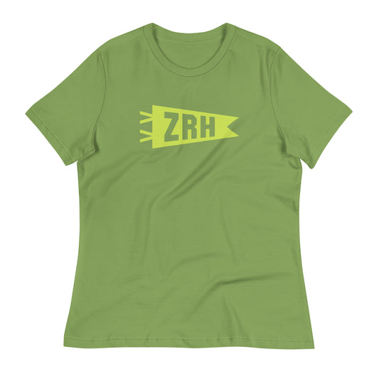 Airport Code Women's Tee - Green Graphic • ZRH Zurich • YHM Designs - Image 02