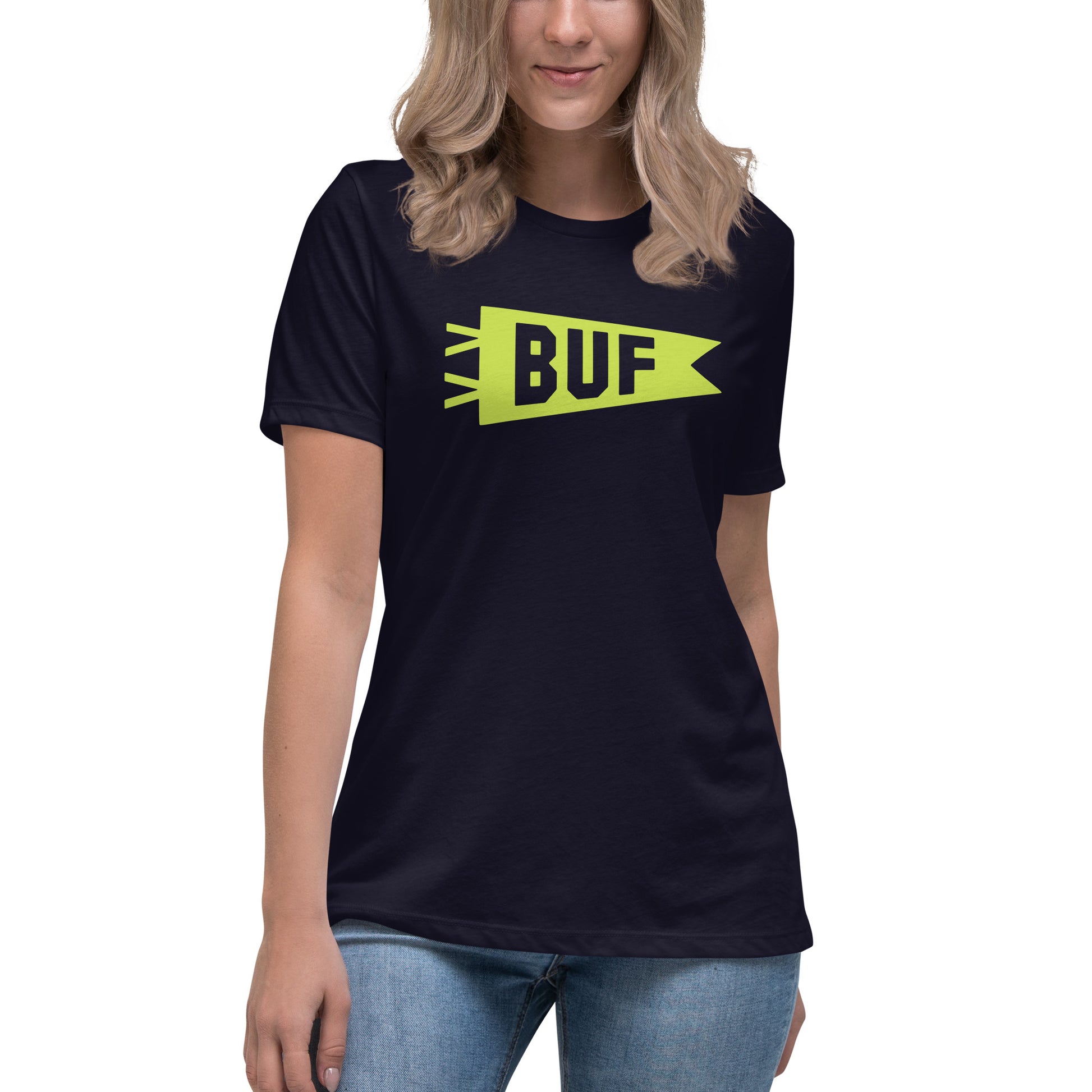 Airport Code Women's Tee - Green Graphic • BUF Buffalo • YHM Designs - Image 04