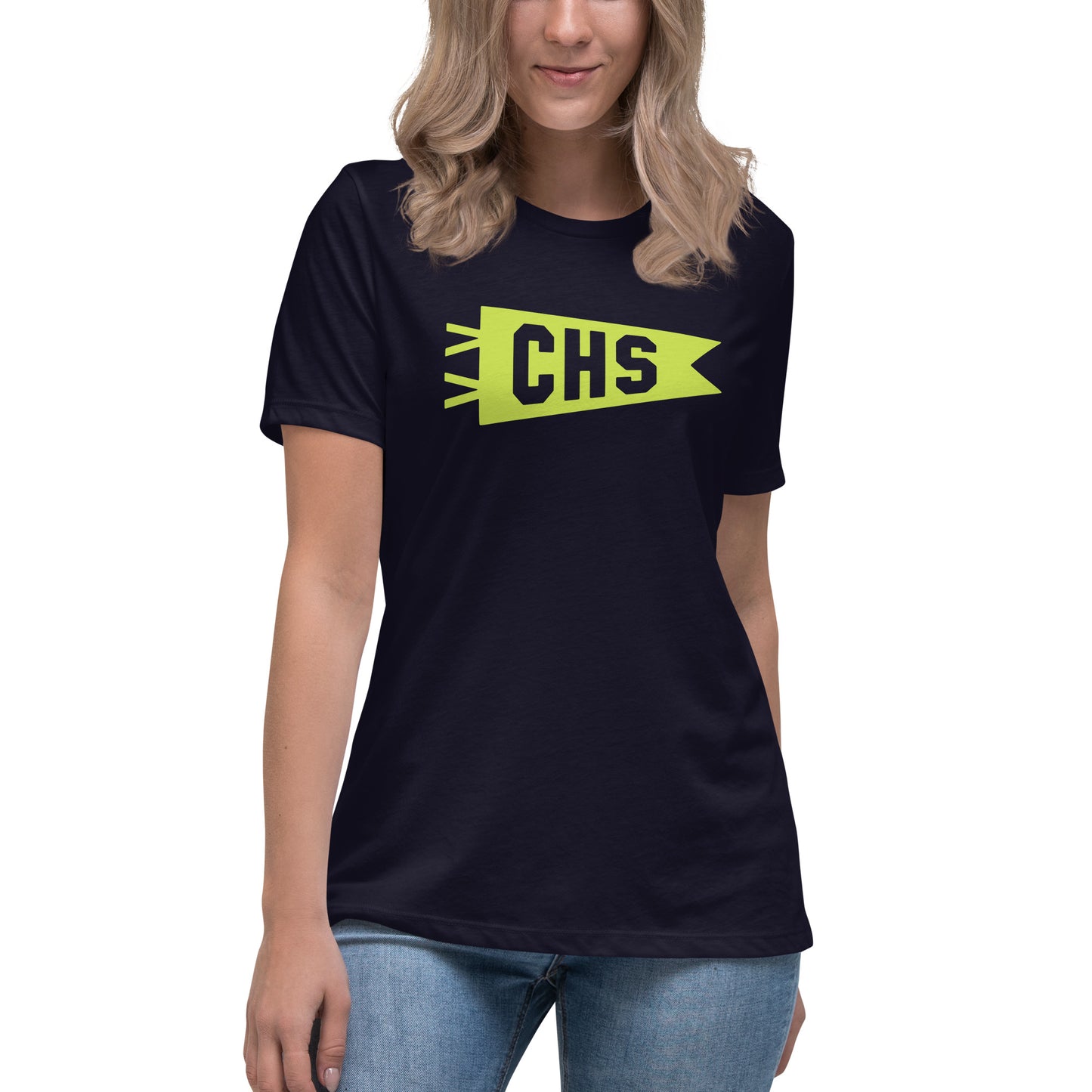 Airport Code Women's Tee - Green Graphic • CHS Charleston • YHM Designs - Image 04