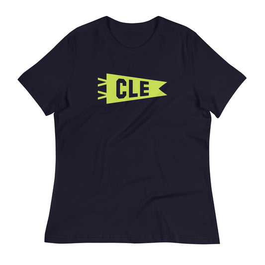 Airport Code Women's Tee - Green Graphic • CLE Cleveland • YHM Designs - Image 01