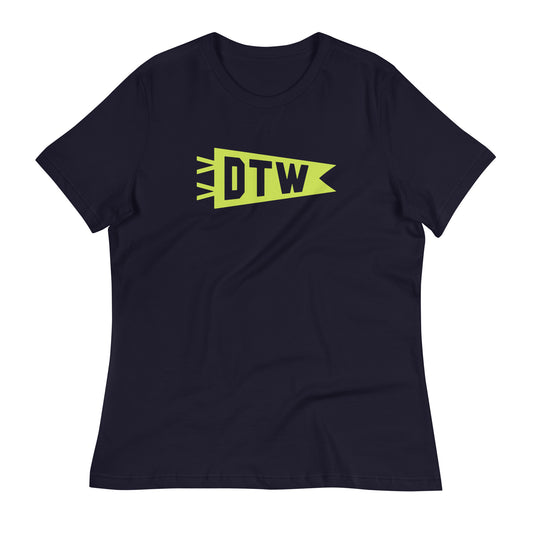 Airport Code Women's Tee - Green Graphic • DTW Detroit • YHM Designs - Image 01