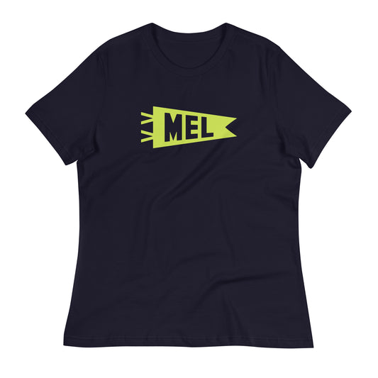 Airport Code Women's Tee - Green Graphic • MEL Melbourne • YHM Designs - Image 01