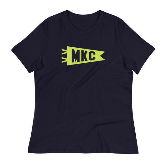 Airport Code Women's Tee - Green Graphic • MKC Kansas City • YHM Designs - Image 01