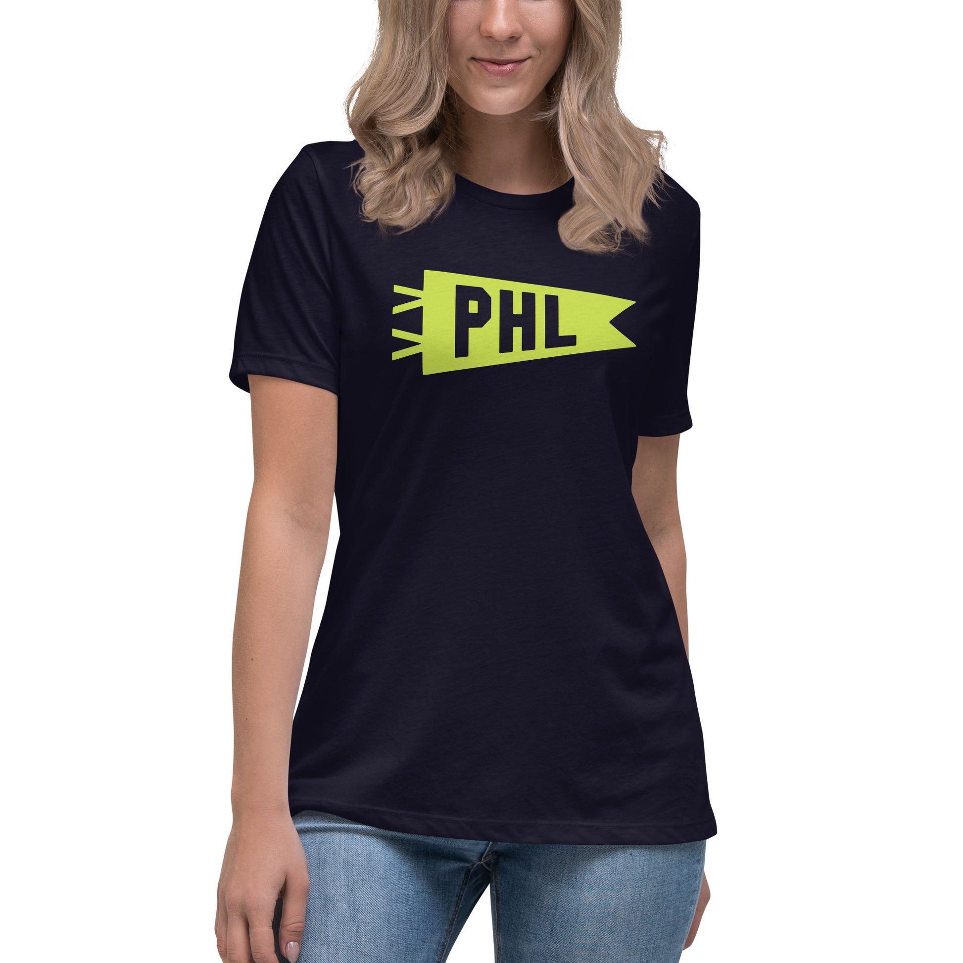 PHL Philadelphia Women's T-Shirt • Banner Design in Green • YHM Designs - Image 04