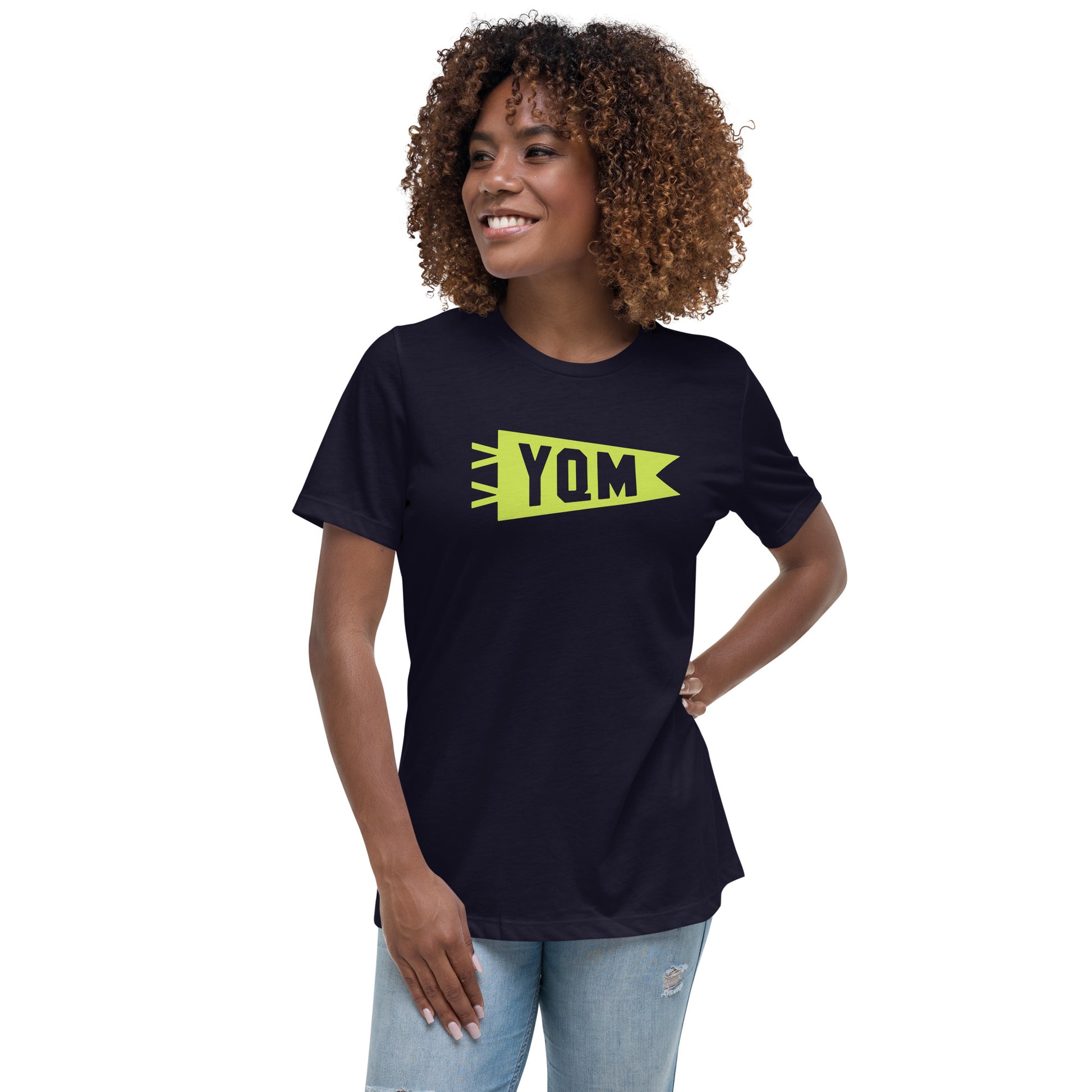 Airport Code Women's Tee - Green Graphic • YQM Moncton • YHM Designs - Image 03