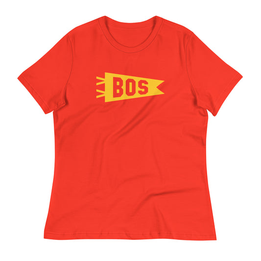 Airport Code Women's Tee - Yellow Graphic • BOS Boston • YHM Designs - Image 01